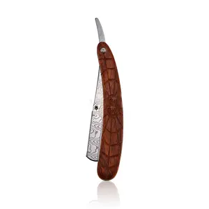 Maquinilla de afeitar recta con mango de madera para hombre, Etiqueta Privada, afeitadora de garganta, Kit de afeitado de una hoja, novedad