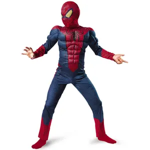 Kostum Cosplay anak-anak, Jumpsuit otot Cosplay Spiderman, kostum pesta karnaval Halloween, Cosplay anak-anak, usia 3-12 tahun
