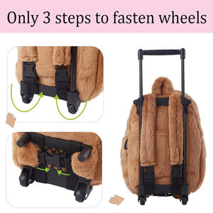 AA158 Mochila para niños pequeños con <span class=keywords><strong>ruedas</strong></span> extraíbles Juguete de animales de peluche Mochila escolar para niños con <span class=keywords><strong>ruedas</strong></span> Mochila linda de felpa ODM Trolley - Product Image 4