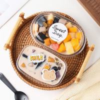 Boîte à fruits portable compartimentée, récipient pour salade de fruits, gelée de plantes, yaourt, boîte d'emballage alimentaire en plastique transparent