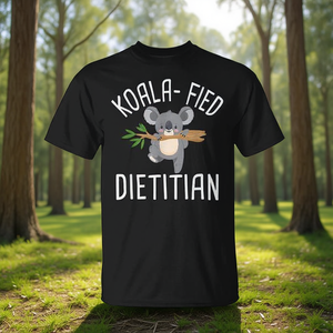 T-shirt Koala Fied Dietitian nera unisex per adulti taglia SMLXLXXL - Product Image 3