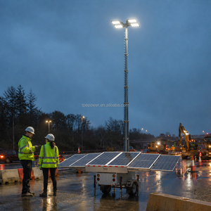 TPE-1800LH Hybrid <b>Solar</b> Mobile Light Tower 153000LM Trailer LED Lighting Tower With 9m Hydraulic Mast for Construction Mining TP - Product Image 3
