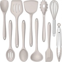 Ensemble de 10 ustensiles de cuisine en silicone résistants à la chaleur, antiadhésifs, non toxiques, compatibles lave-vaisselle, spatule, cuillère, spatule ajourée