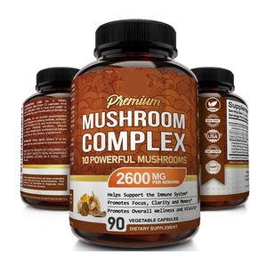 Extrait de champignon de queue de dinde de marque privée, supplément de cerveau rouge Reishi Nootropics 1500mg, Capsules souples de champignon de crinière de lion - Product Image 1