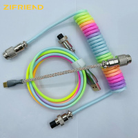 Cable de Teclado Mecánico Enrollado USB-C Tipo-C para Computadora de Escritorio con Blindaje Trenzado y Material TPE