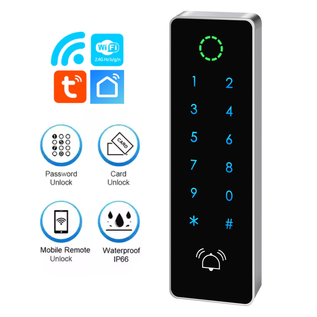 ABS DC 12V High Quality Tuya Smart Wifi Waterproof Slim Access Keypad Remote Control Unlocking for Home&Office Door Entry