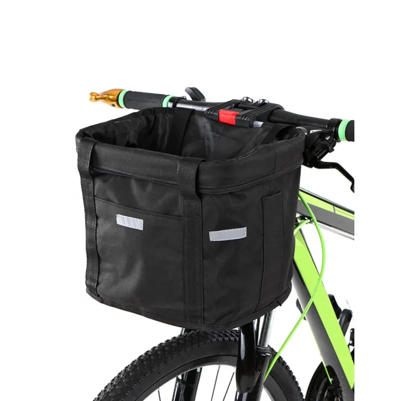 Bicycle Front Basket Removable Waterproof Bike Handlebar Canvas Basket Pet Carrier Frame Bag Bicycle