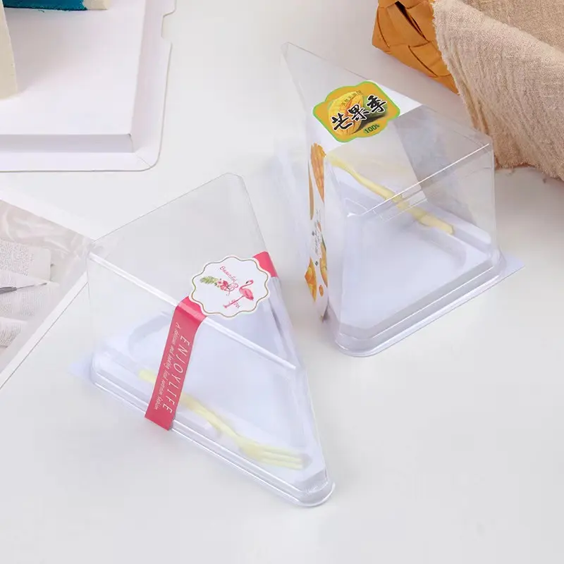 مخصص المتاح مثلث شفافة صندوق كعك بلاستيكي