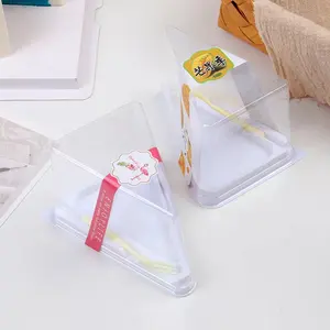 Caja de plástico transparente para pastel, caja triangular desechable personalizada