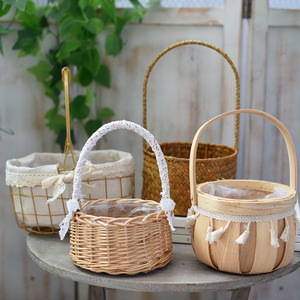 Hand Woven Rattan Flower <b>Basket</b> <b>Small</b> Bamboo Gift <b>Basket</b> Floral Arrangement Home Decoration Pastoral Style <b>Basket</b> - Product Image 2