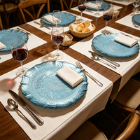 Assiette de présentation décorative de 13 pouces en verre texturé martelé, durable et luxueuse, à bords irréguliers et festonnés, Or/Argent/Bleu, pour mariage