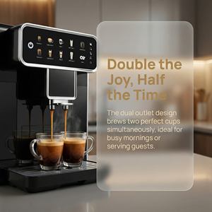 Machine à expresso automatique avec pompe à pression de 8 à 10 bars, mousseur à lait vapeur, chauffe-tasses, boîtier en aluminium pour usage domestique et commercial - Product Image 1