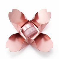 Boîte cadeau rose avec couvercle fleuri, emballage en papier carré pour crème pour le visage et les yeux, boîte cosmétique avec laminage mat
