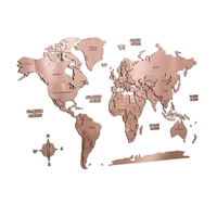 Mapa del Mundo Tridimensional de Madera de Alta Gama para Decoración de Pared |   Arte Mural Retro de Viajes, Adecuado para Decoración del Hogar y la Oficina