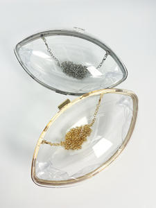 Tas Messenger Bahu Clutch tas bola transparan akrilik baru musim panas tas gaun malam akrilik bening rugbi rantai modis - Product Image 5