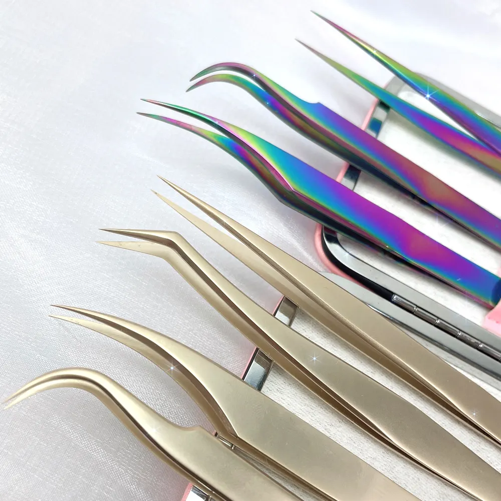 Private Label Tweezers Eyelash Extension Curved Straight Pincetas Applicator Remover Make Up Tools Penjepit Eyebrow Tweezers