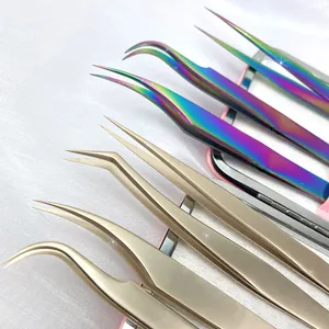 Private Label Tweezers Eyelash Extension Curved Straight Pincetas Applicator Remover Make Up Tools Penjepit Eyebrow Tweezers