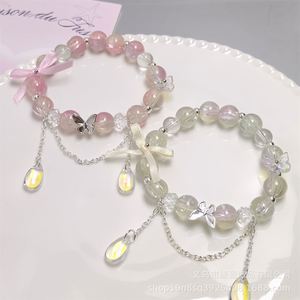 Pulsera de Cuentas de Cristal con Diseño de Mariposa y Lazo, Estilo Fantasía, para Niñas, Mujeres, Estudiantes, Pulseras de la Amistad, Regalo de Joyería - Product Image 3