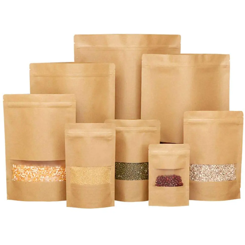 Food Grade Kraft Paper Dried Fruit Packaging Bag Zipper Seal Bag for Dried Fruit