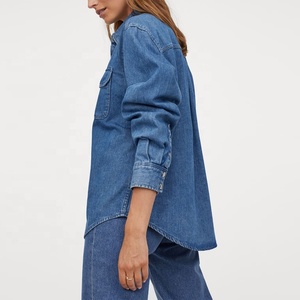 Nuovo Design personalizzato all'ingrosso abbigliamento da <span class=keywords><strong>donna</strong></span> 100% cotone Denim <span class=keywords><strong>camicia</strong></span> giacca per <span class=keywords><strong>donna</strong></span> primavera top alla moda <span class=keywords><strong>camicia</strong></span> Casual - Product Image 5