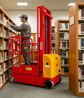 Chariot élévateur à mât électrique autonome pour entrepôt, avec élévateur hydraulique à chaîne pour accès aux marchandises en hauteur