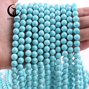Zhe Ying оптовая продажа 6/8/10 мм внутренний монгольский бирюзовый браслет Бирюзовый бисер натуральный круглый натуральный камень Бирюзовый бисер - Product Image 2