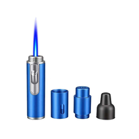 Briquet à flamme jet au butane rechargeable avec diffuseur d'aromathérapie métallique intégré, portable 2-en-1, design moderne pour le camping