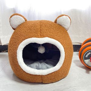 Tempat tidur hewan peliharaan beruang lucu, tempat tidur sarang hewan peliharaan lembut untuk kucing anjing musim dingin yang hangat - Product Image 3