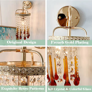 Lampu Dinding Kaca Amber Vintage Italia Bentuk Tetesan Air Gaya Nordic Retro K9 Kristal Bening Lampu Dinding AC110V AC220V E14 Lampu Dinding LED - Product Image 5