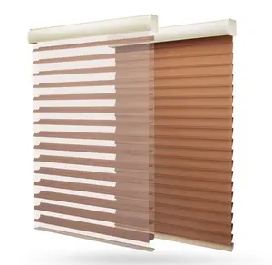 Shangri-La Electric Roller Blinds Zebra Design Sunscreen Fabrics Polyester and PVC for Indoor Use