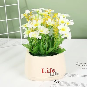 Mini plantes artificielles en pot, fleurs artificielles colorées, bonsaï en pot d'aspect céramique pour la décoration de la maison, du bureau, de la table - Product Image 3