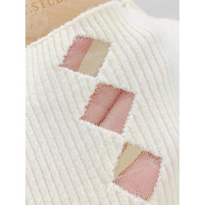 <span class=keywords><strong>Top</strong></span> a Canotta da Donna con Scollo a O in Maglia, Ideale per Stratificare o Indossare da Sole, con Dettagli in Pizzo, Senza Maniche, Modello Corto - Product Image 6