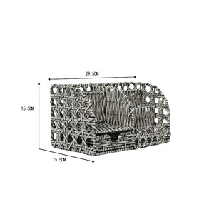 Creative rattan-style woven pen holder for desktop organization; compartmentalized office stationery <b>drawer</b> desktop <b>storage</b> <b>box</b> - Product Image 1