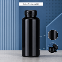 Botella cilíndrica negra de 300 ml con tapa de compresión para medicamentos líquidos, envase de loción tanning de 100 ml con apertura fácil, dispensador de jabón para el cabello