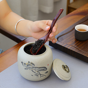 Boîte à thé en céramique de grande capacité en étain pour le stockage du thé Poterie brute Théière en céramique Pots de médecine traditionnelle chinoise avec couvercle - Product Image 5