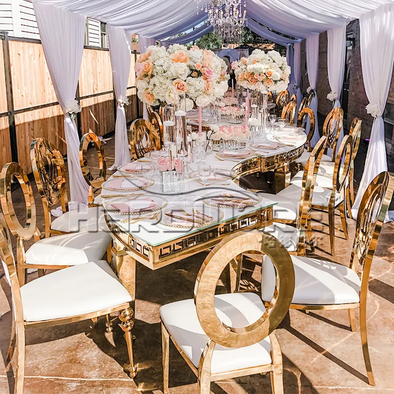 Dubai Meubels Luxe Goud Rvs Eettafel Ontwerp Bruiloft Tafel
