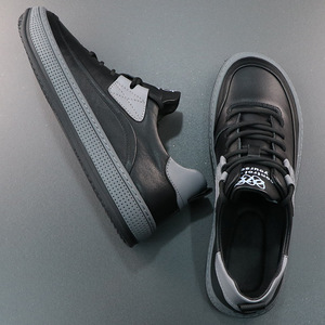 Baskets basses en cuir véritable noir et blanc pour homme – Chaussures décontractées en cuir pour hommes - Product Image 5