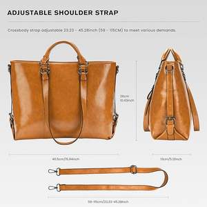 Bolso de mano retro de cuero PU resistente al agua con cremallera, bandolera para motocicleta, con asa superior larga, personalizado, MOQ bajo - Product Image 2