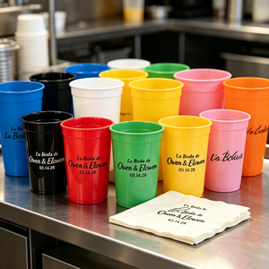 Vente en gros de gobelets en plastique de haute qualité pour mariage, 16 oz, avec logo personnalisé, pour stades, avec serviette, Noël, Halloween, bleu marine - Product Image 1