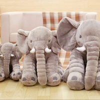 Peluche apaisante doublée de maille en coton PP de taille personnalisable Jouet en peluche éléphant Animal sauvage pour enfants