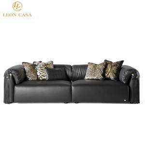 Sofá modular de cuero profundo y ancho cómodo Chateau <span class=keywords><strong>Dax</strong></span> <span class=keywords><strong>Furniture</strong></span> Avenue, sofá Seccional de cuero negro grande de lujo - Product Image 2