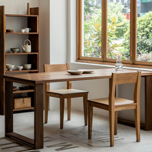 Silla de Comedor de Madera Maciza - Acabado en Roble Rojo y Nogal Negro, Diseño Moderno Minimalista, Modelo YJ, Muebles para el Hogar - Product Image 2