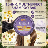 Biotine, kératine, huile de ricin, huile d'argan, shampoing solide artisanal 10 en 1, nourrissant le cuir chevelu, renforçant les cheveux, réduisant la casse, 60g
