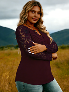 Camisa de Mujer de Estilo Europeo, Sexy, con Botones de Encaje, Lisa, Casual, de Manga Larga, Talla Grande, Holgada, para Primavera, Verano y Otoño, de Fibra de Leche - Product Image 5