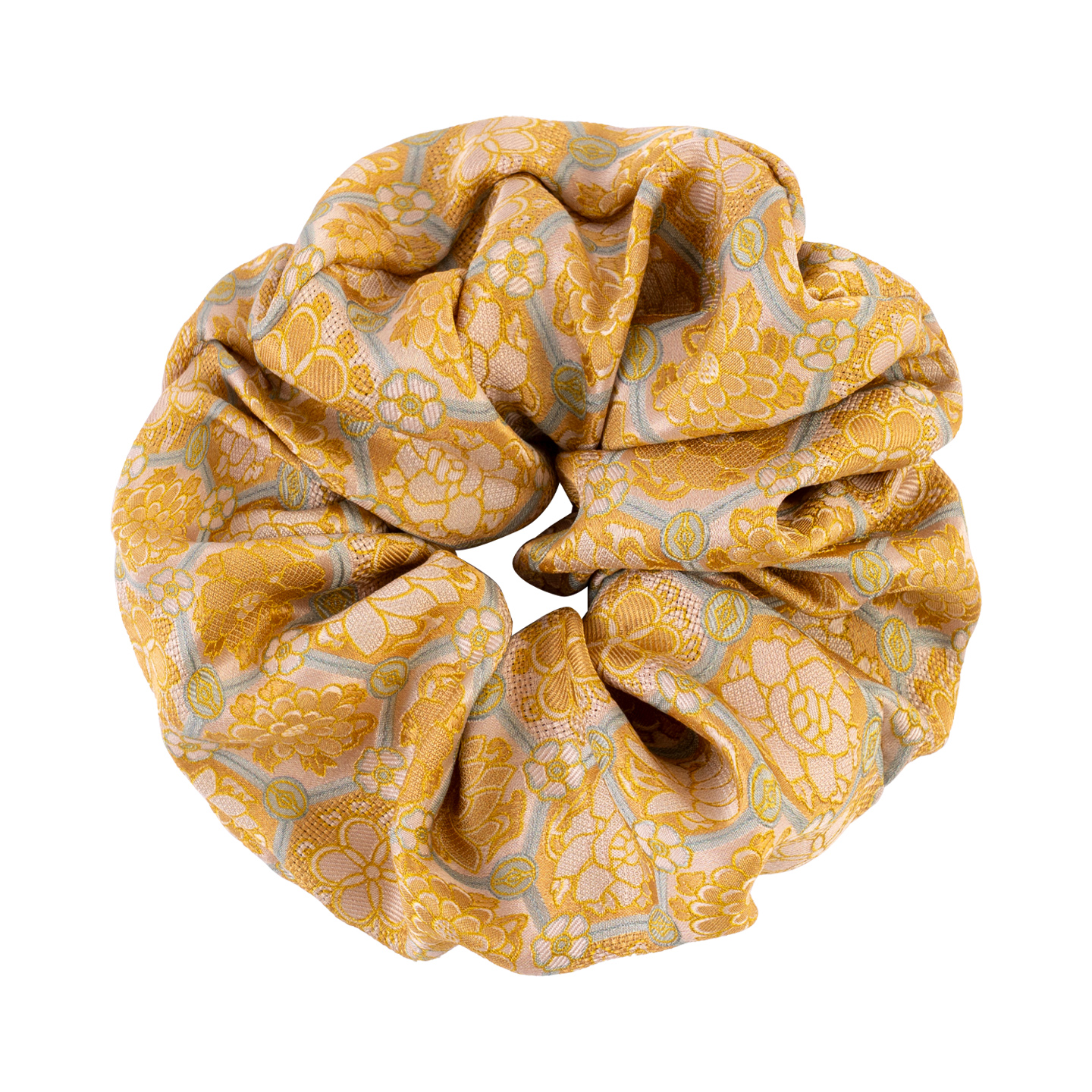 Chouchou pour cheveux en soie dorée Fleur Baoxiang