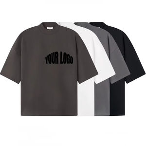 TシャツTシャツドロップショルダー厚手ワイドカラー特大カジュアル無地カスタムTシャツ - Product Image 2