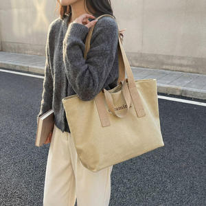 Fashion Zipper Handbag Canvas Printed Women's Cotton Canvas Handbag Customizable Shopping <b>Bag</b> - Product Image 5