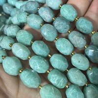 Pierre naturelle bleue Amazonite 10x14mm facettée irrégulière en forme de riz pour la confection de bijoux et vêtements de mode, environ 21-24 pièces/brin