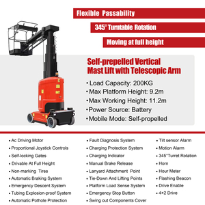 رافعة صاري هيدروليكية محمولة بذراع تلسكوبي ذاتي ذاتي محرك أوتوماتيكي عمودي كهربائي صغير مع ذراع - Product Image 2