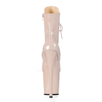 Bottes de pole dance personnalisées en PU, talon fin de 20 cm, plateforme brillante, lacets à la cheville, imperméables, fermeture éclair, pour l'automne/hiver, tenue de club